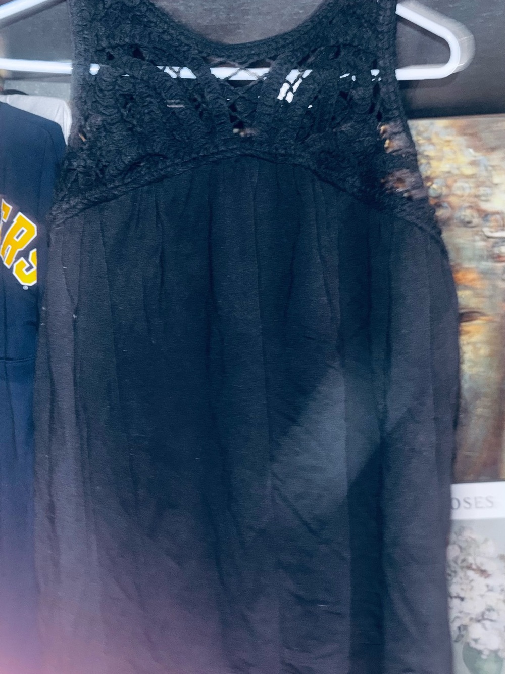 Time and Tru Black Crochet Yoke Dress for Girls
